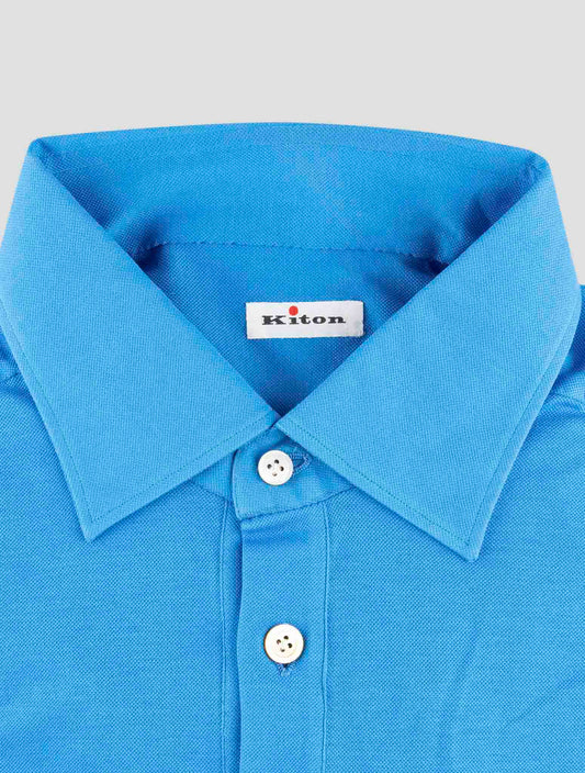 Kiton Blue Cotton Sweater Polo