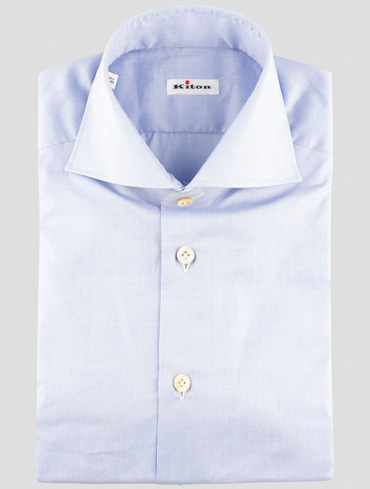 Kiton Blue Cotton Shirt