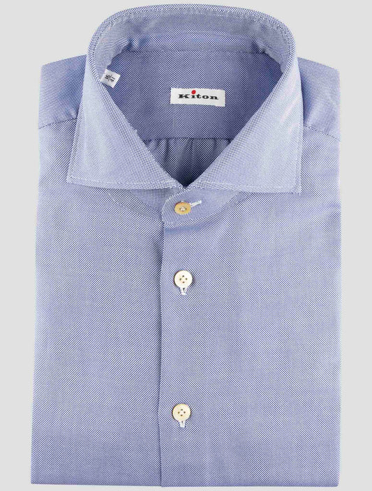 Kiton Blue Cotton Shirt