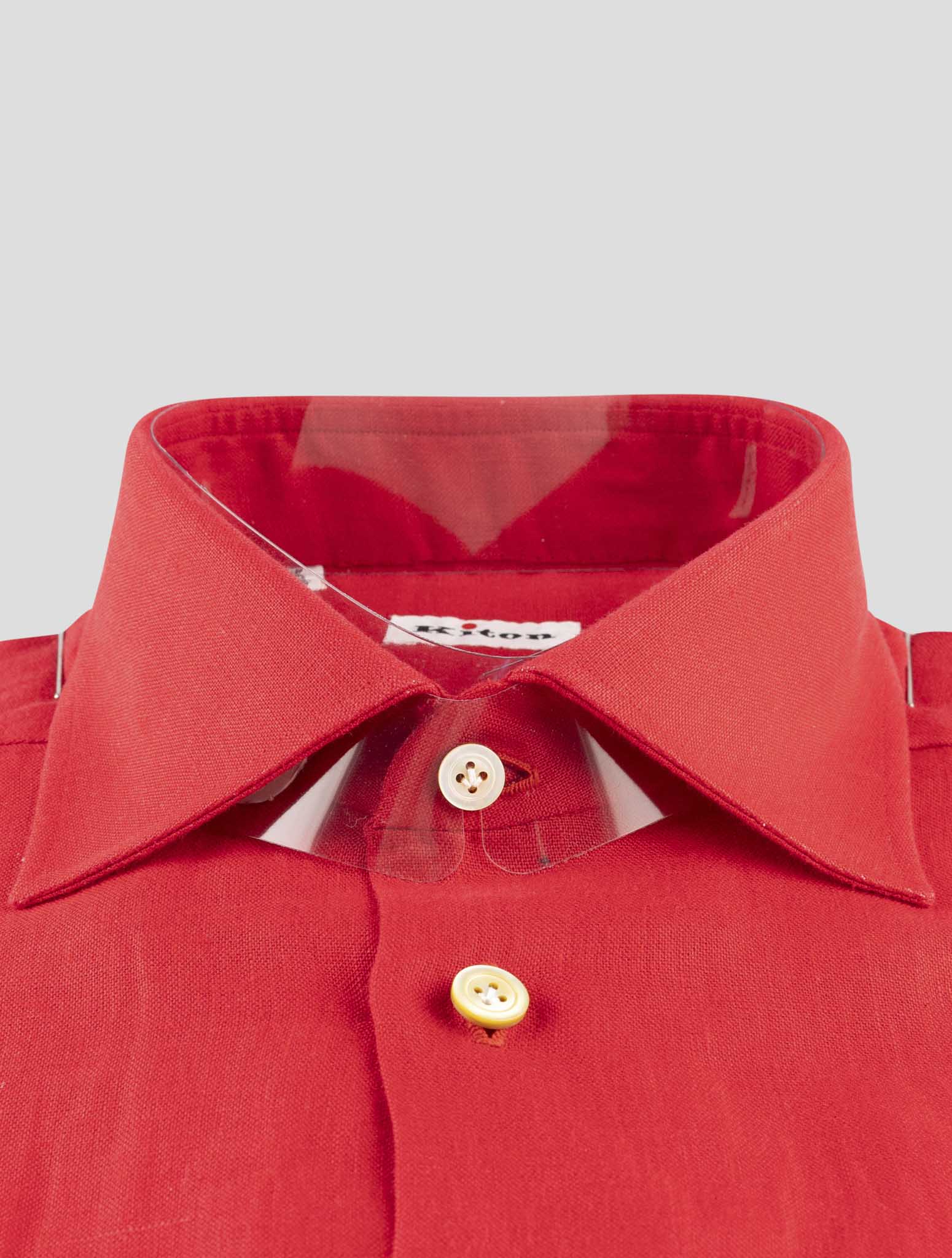 Kiton Red Linen Shirt