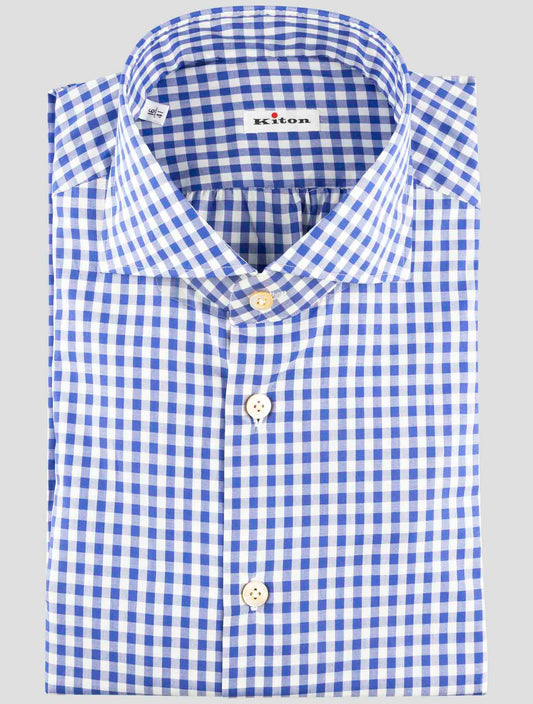 Kiton Blue White Cotton Shirt