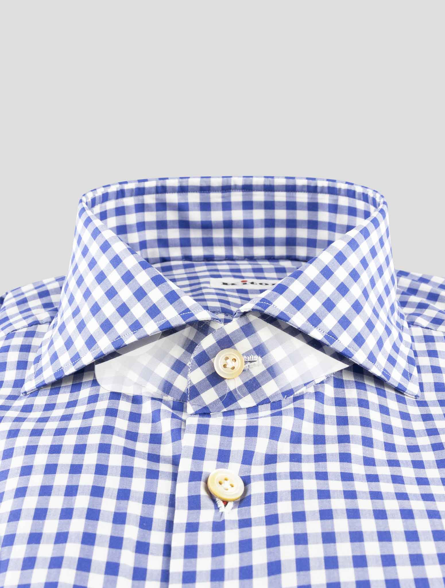 Kiton Blue White Cotton Shirt