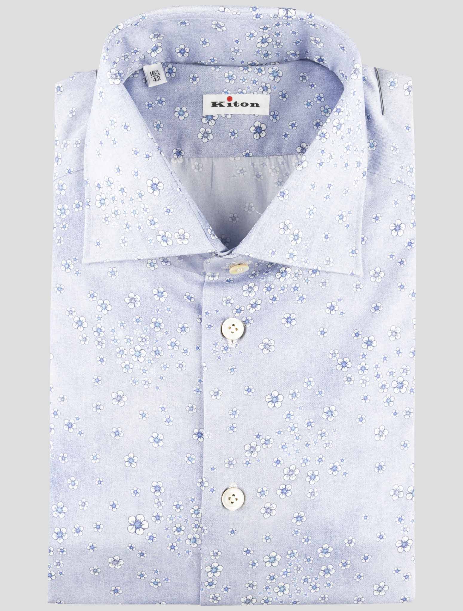 Kiton Blue Cotton Shirt