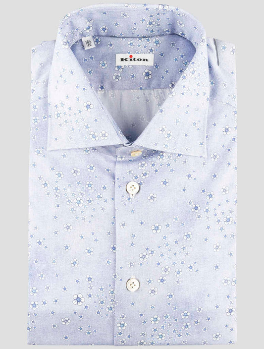Kiton Blue Cotton Shirt