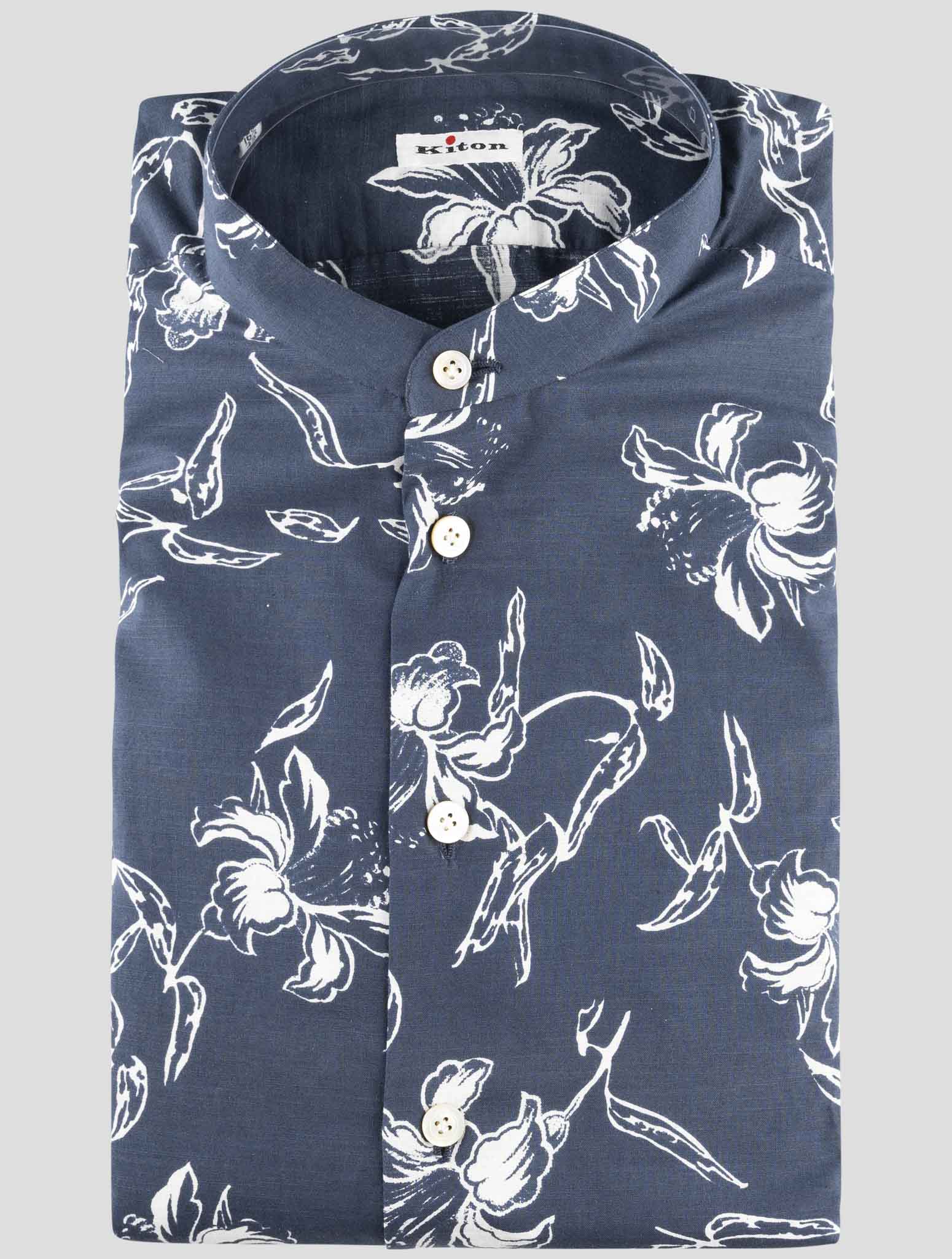 Kiton Blue Cotton Shirt