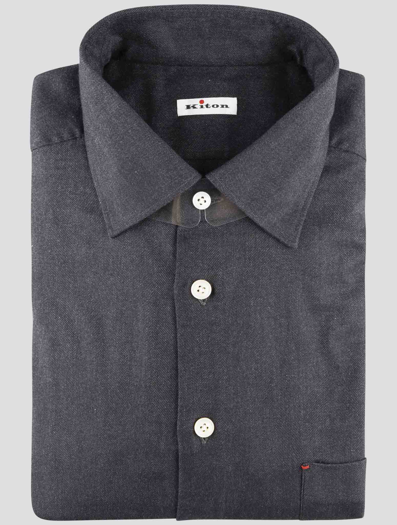 Kiton Blue Cotton Shirt