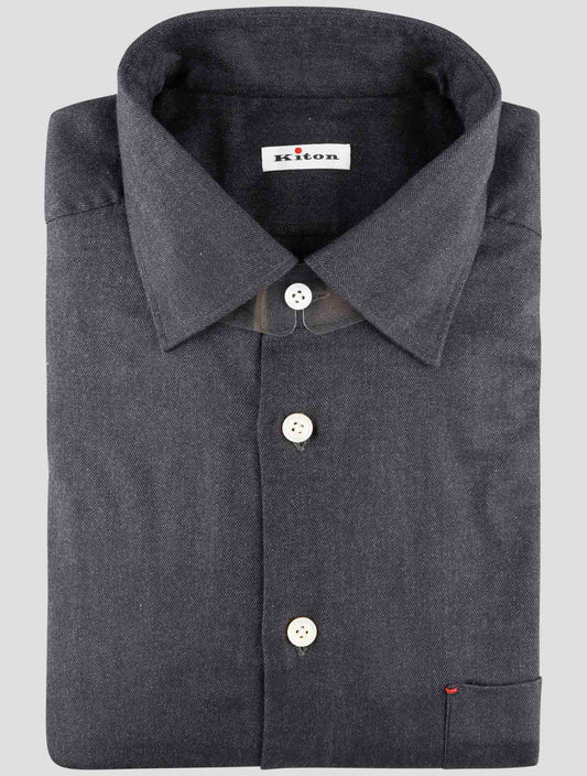 Kiton Blue Cotton Shirt