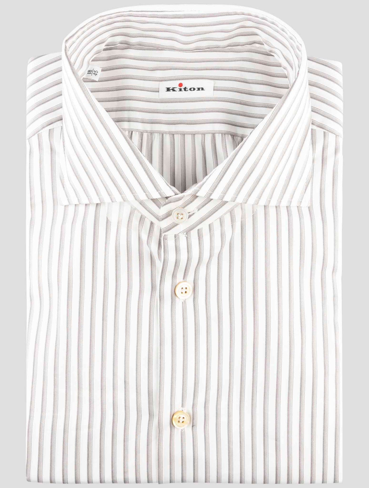 Kiton White Gray Cotton Shirt