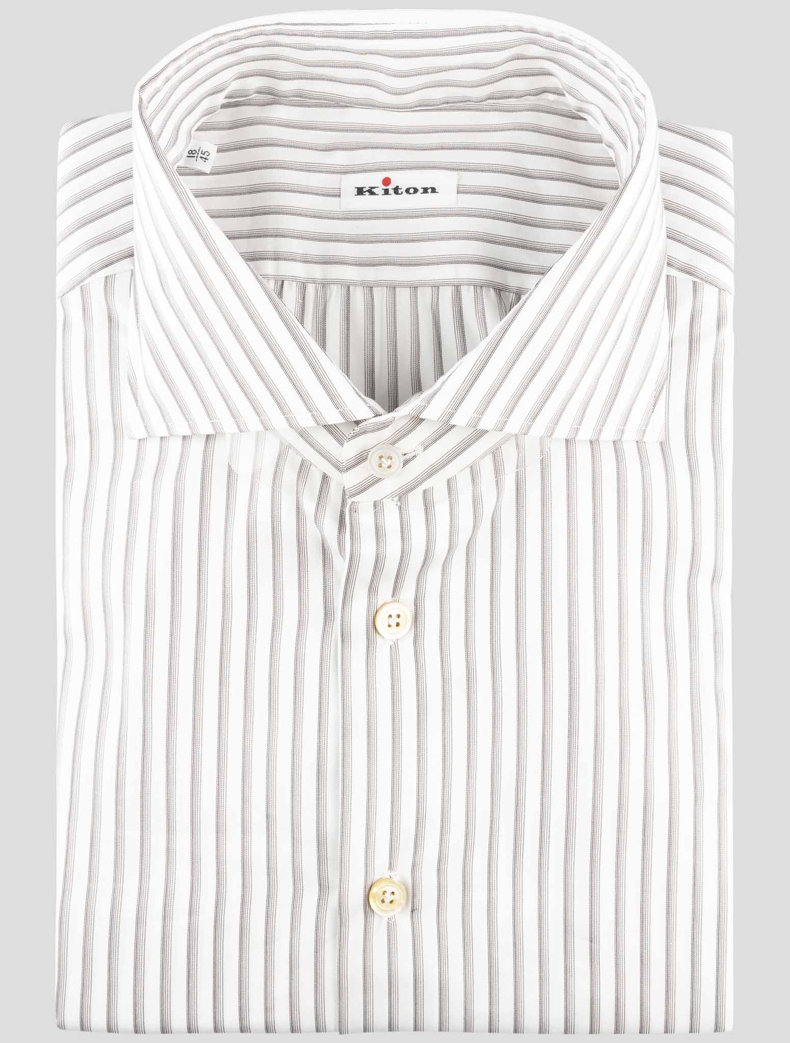 Kiton White Gray Cotton Shirt