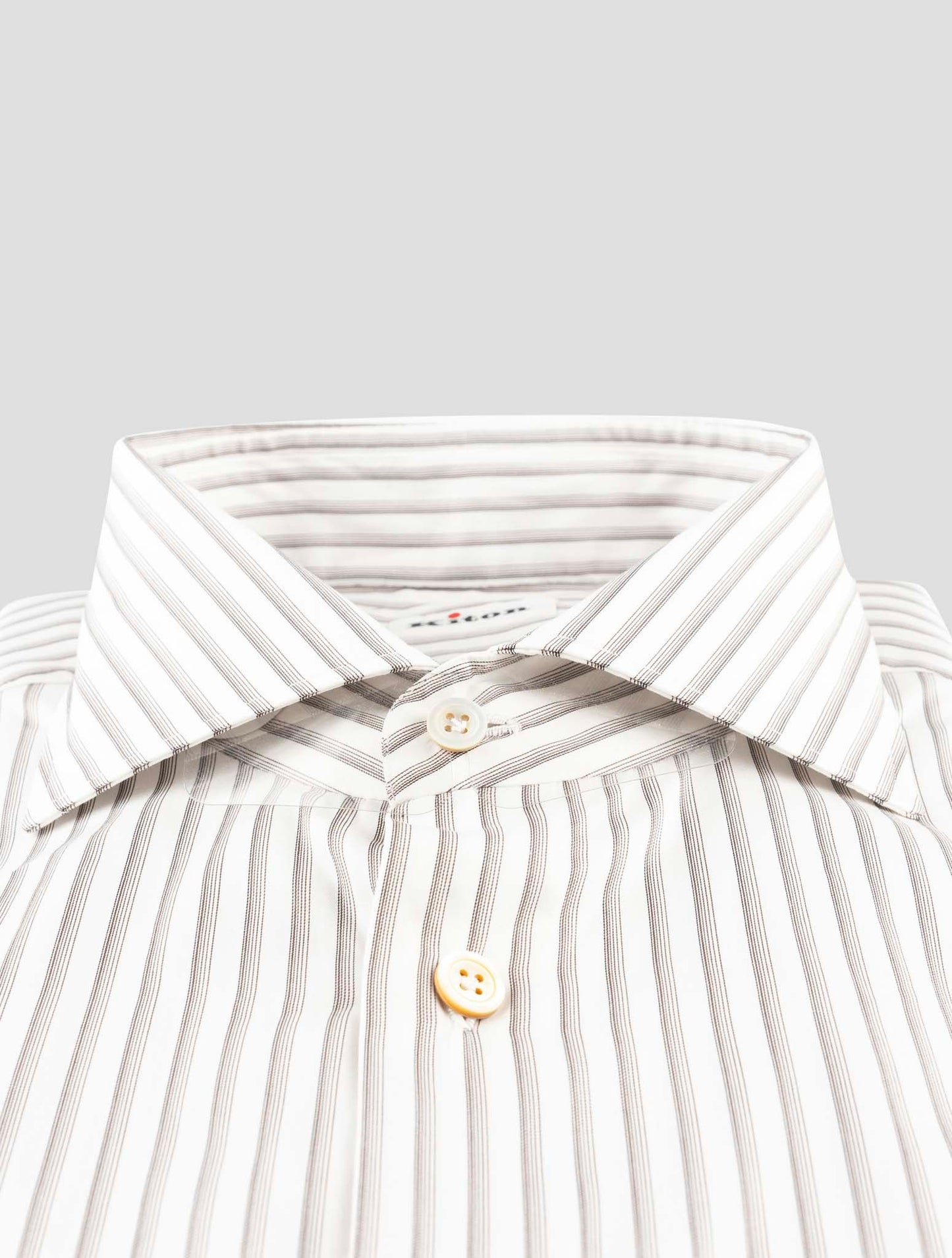 Kiton White Gray Cotton Shirt