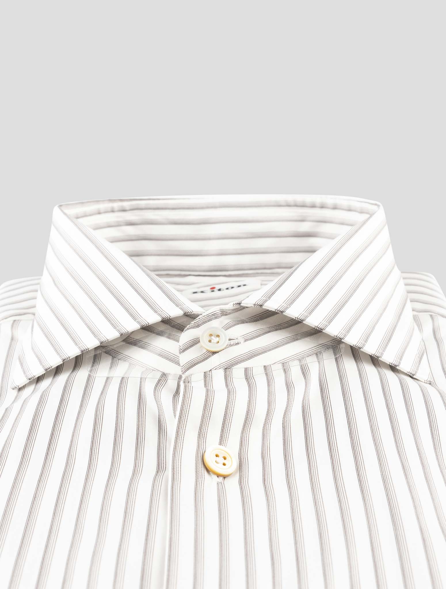 Kiton White Gray Cotton Shirt