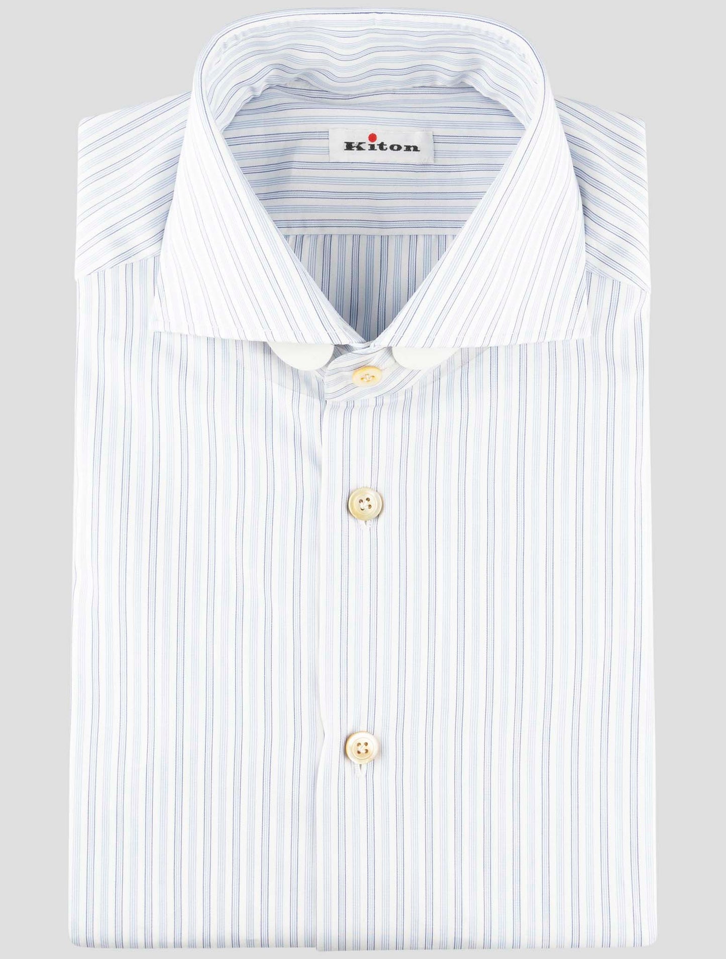 Kiton White Blue Cotton Shirt