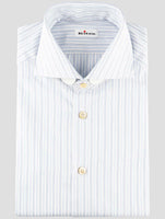 Kiton White Blue Cotton Shirt