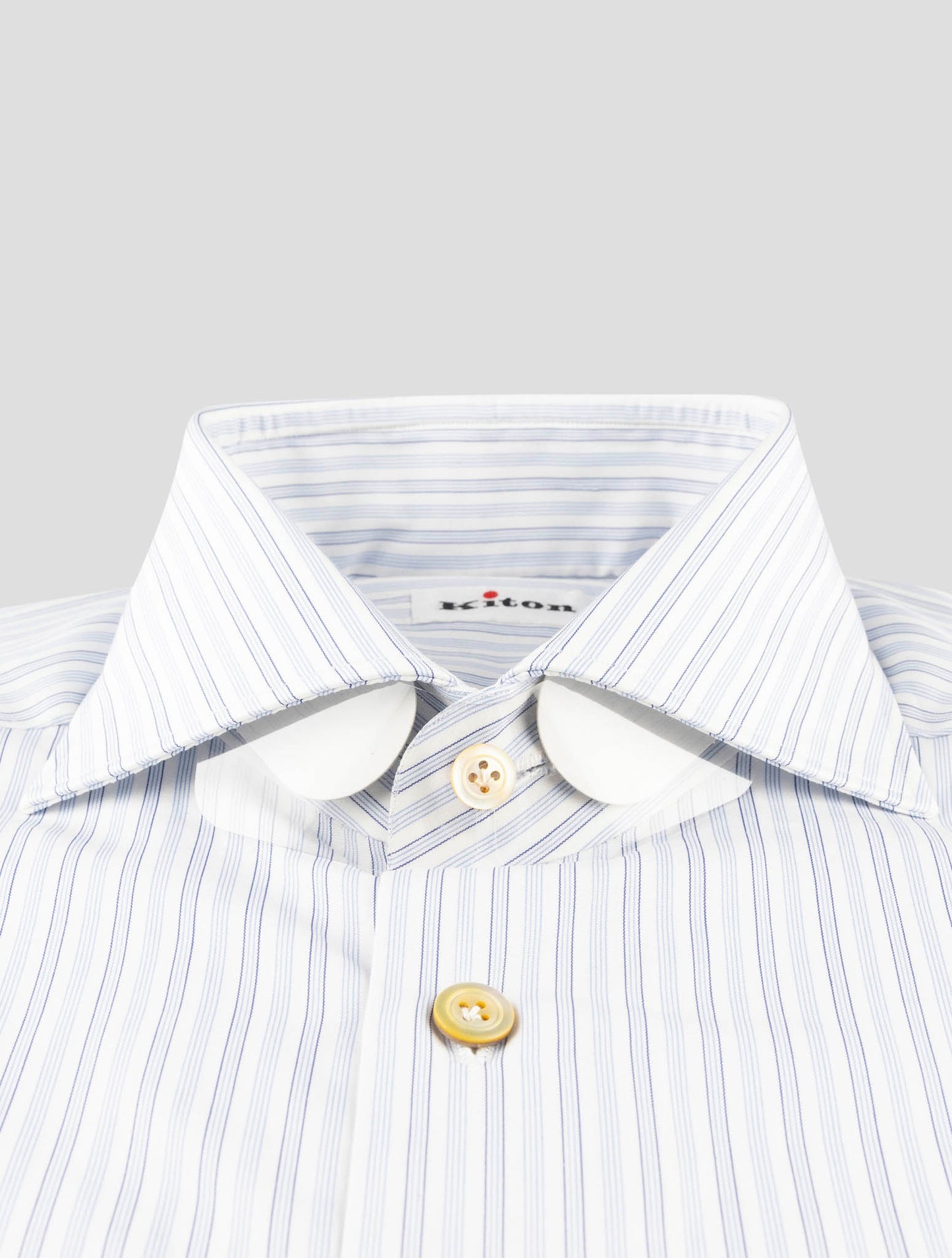 Kiton White Blue Cotton Shirt