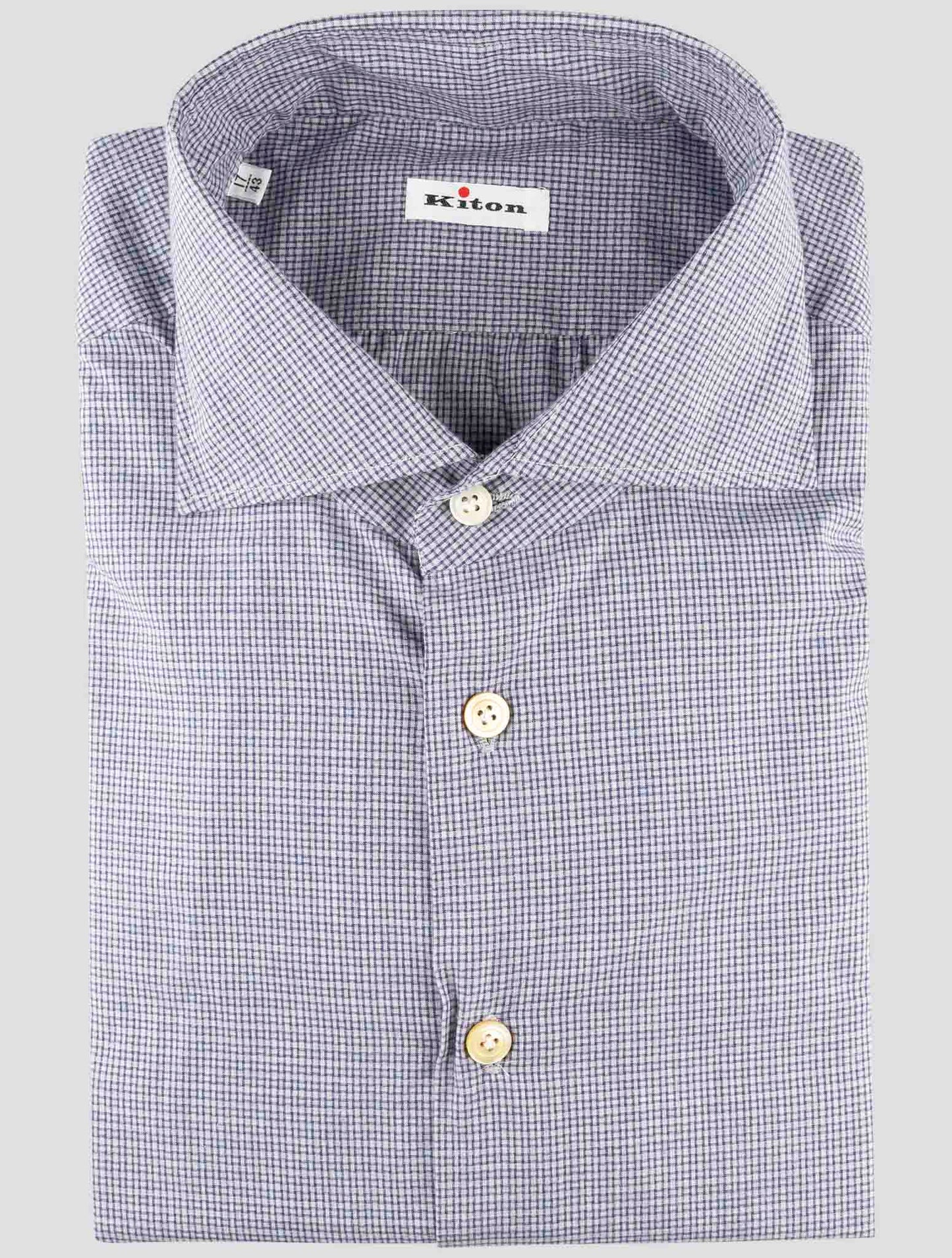 Kiton Gray Blue Cotton Shirt