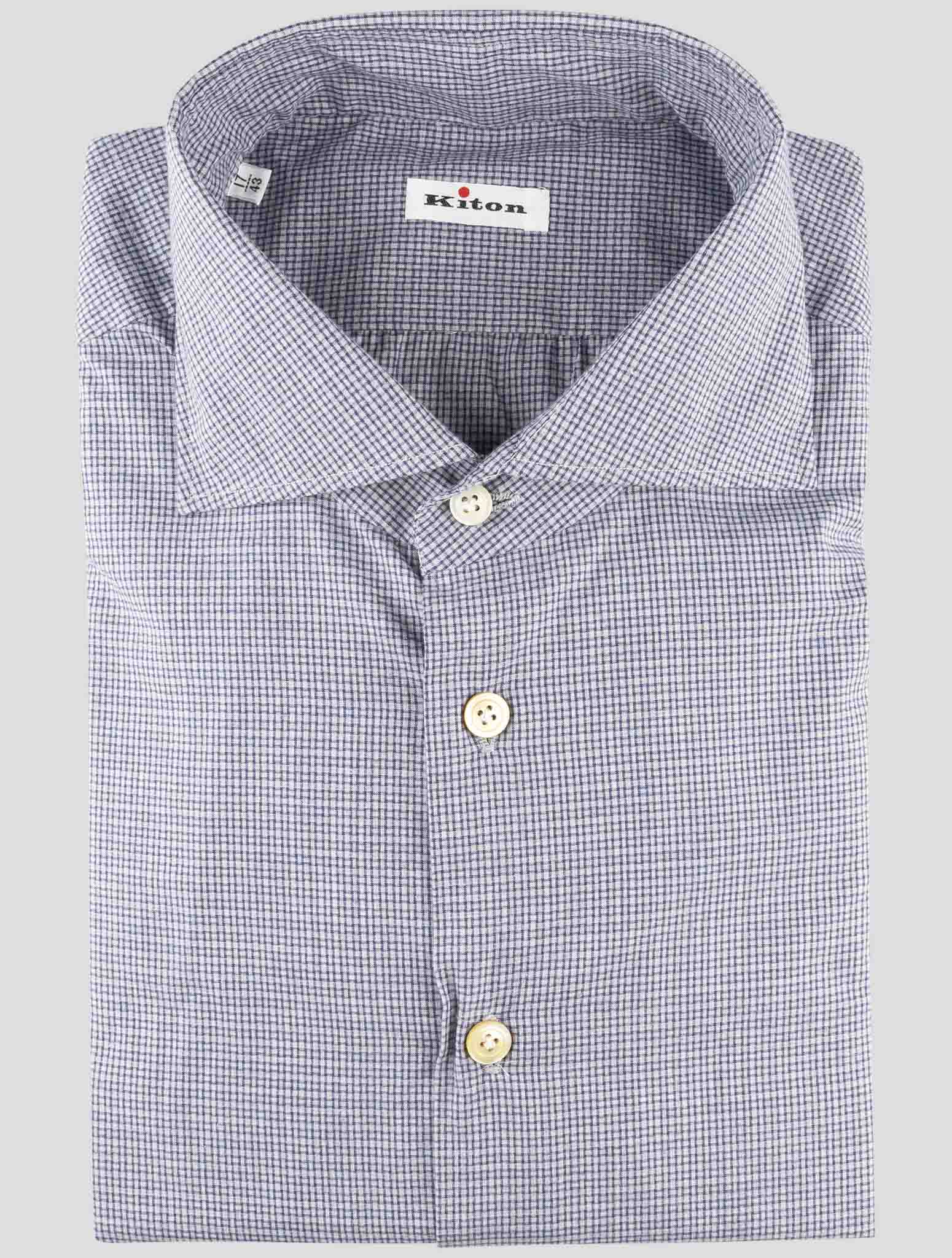 Kiton Gray Blue Cotton Shirt