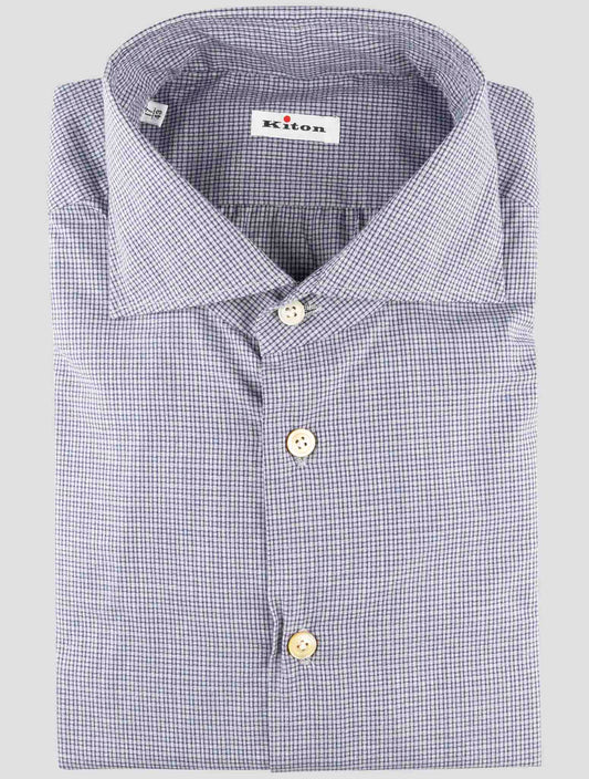 Kiton Gray Blue Cotton Shirt
