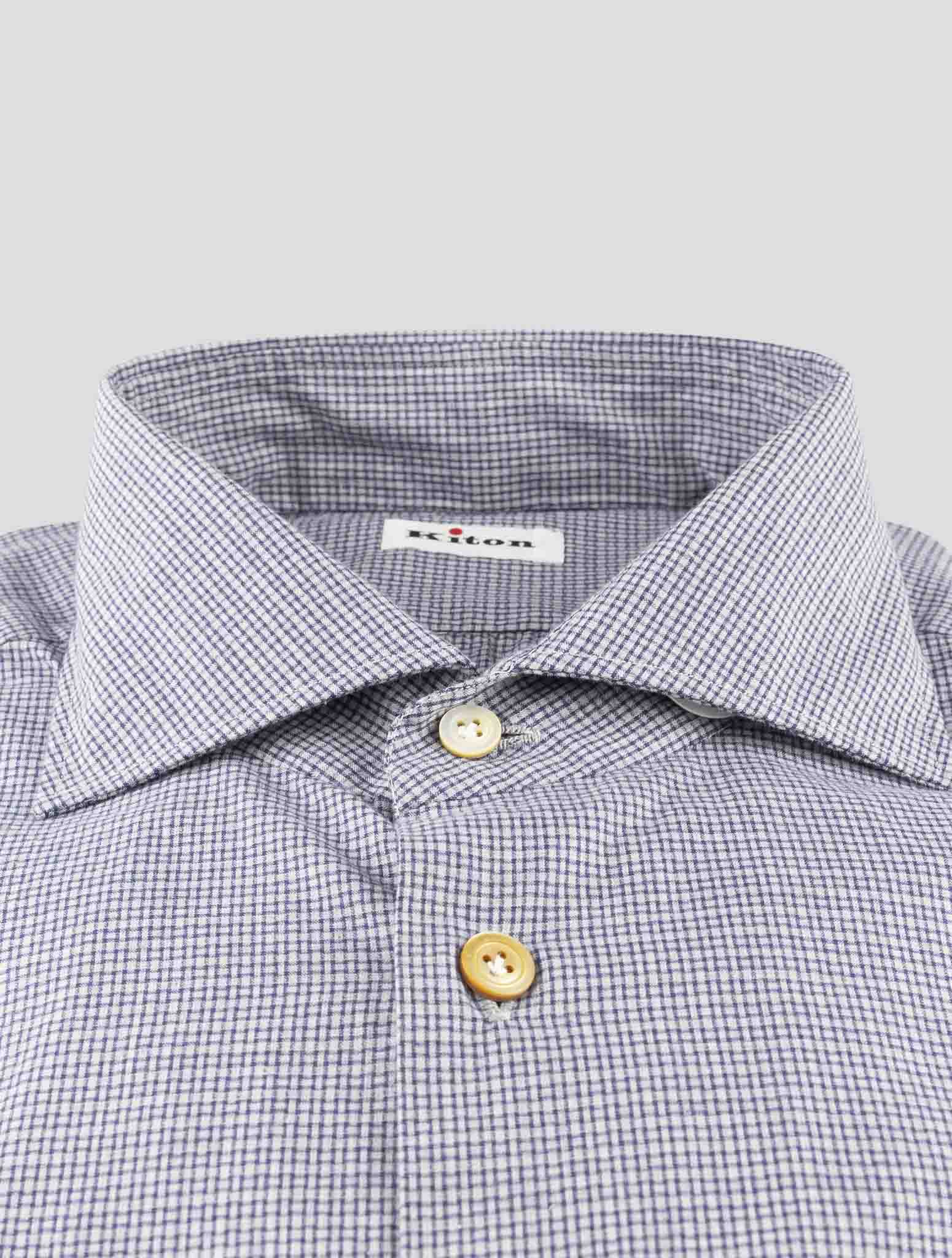 Kiton Gray Blue Cotton Shirt