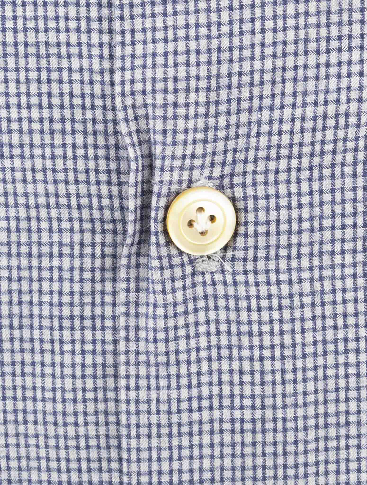 Kiton Gray Blue Cotton Shirt