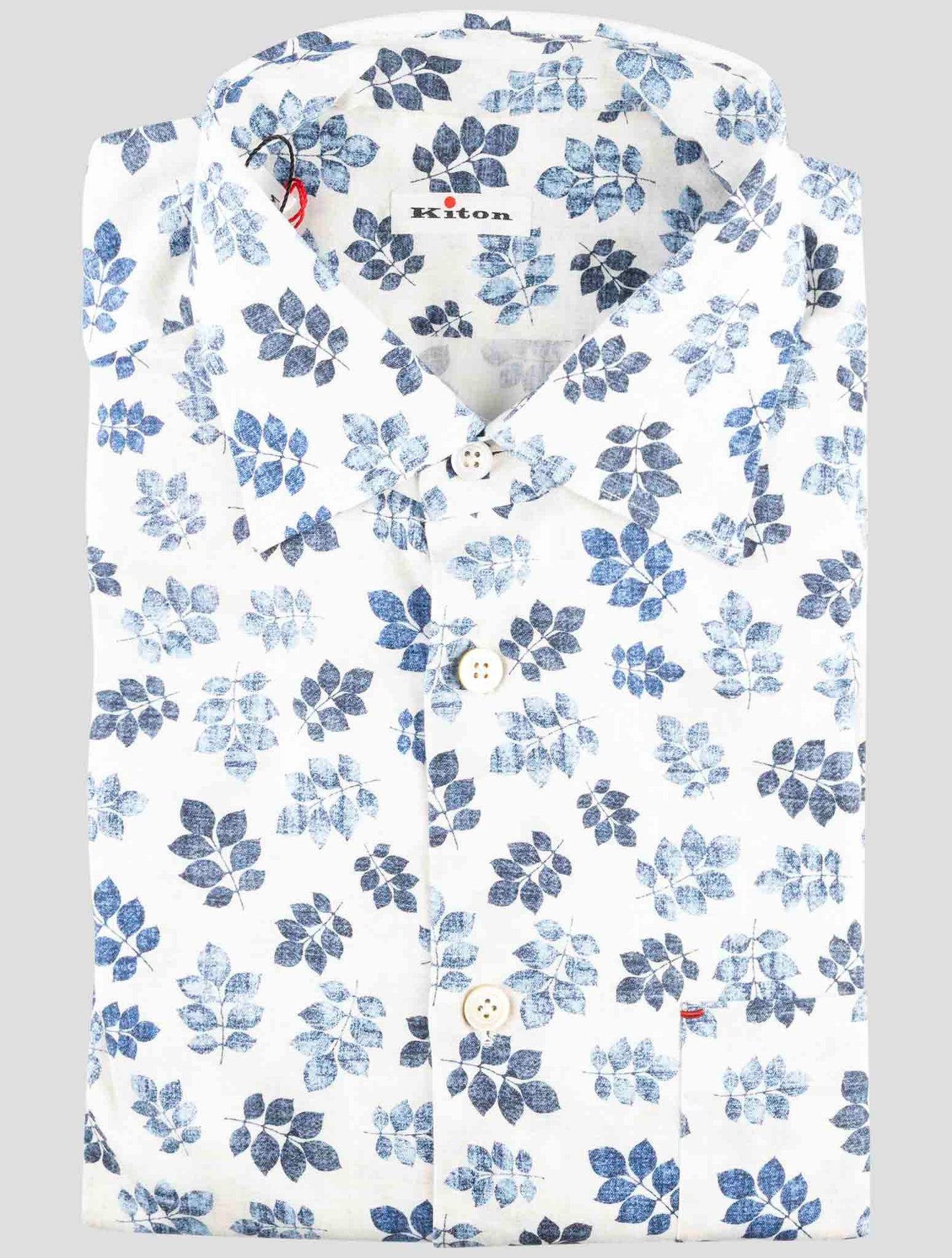 Kiton White Blue Cotton Shirt