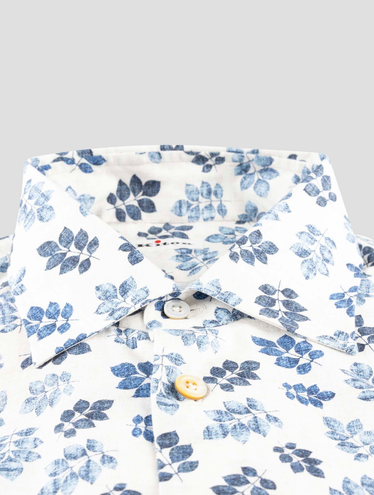 Kiton White Blue Cotton Shirt
