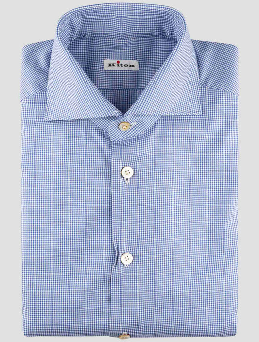 Kiton Blue Cotton Shirt