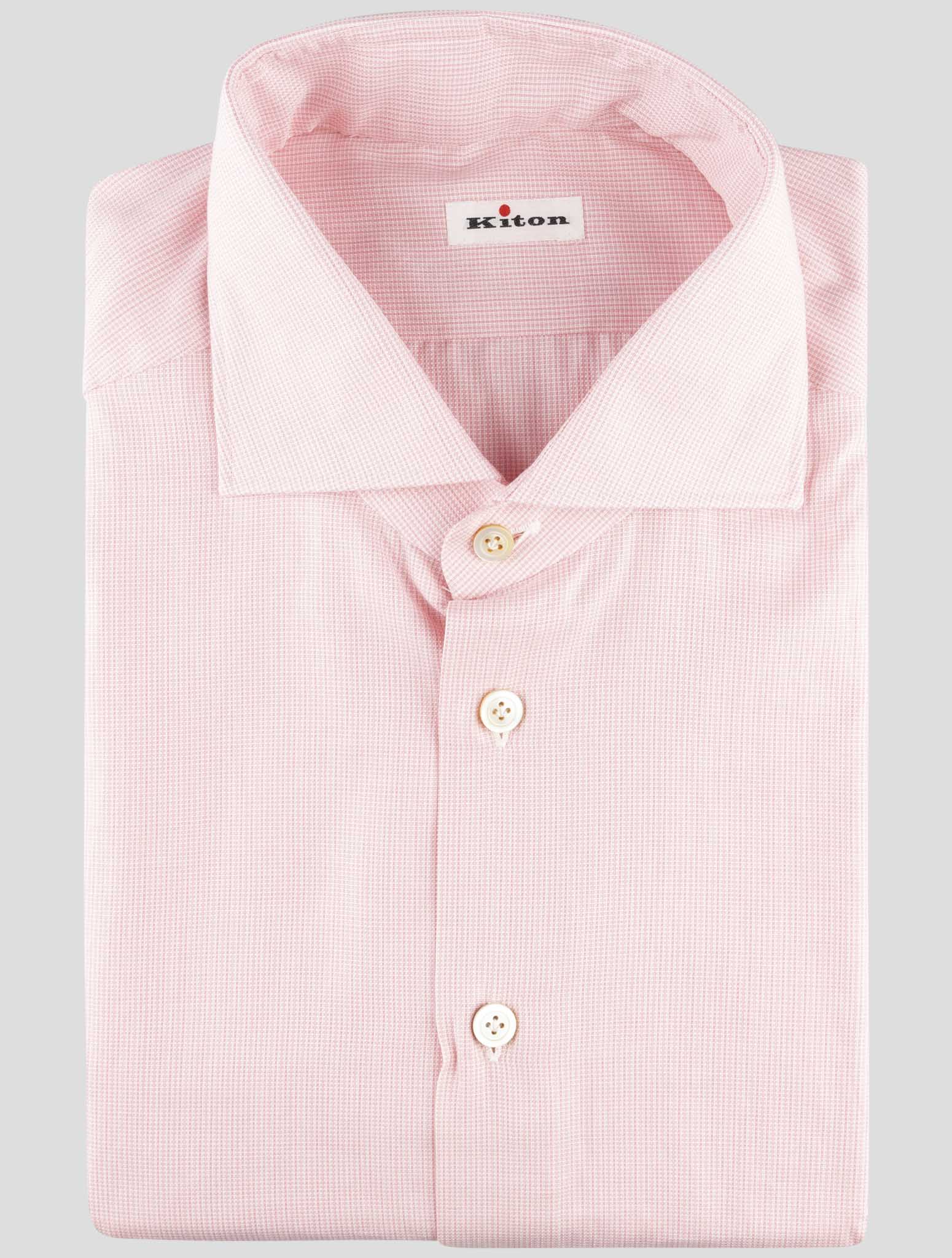 Kiton Pink White Cotton Shirt