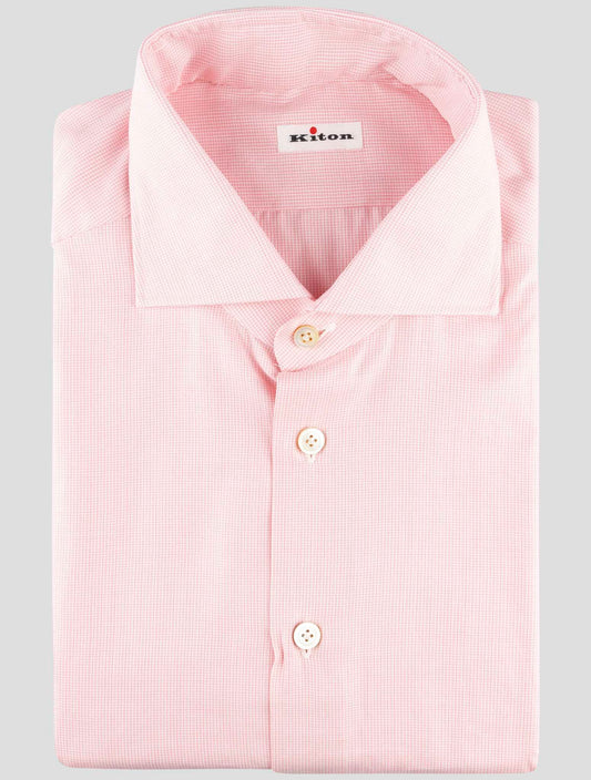 Kiton Pink White Cotton Shirt