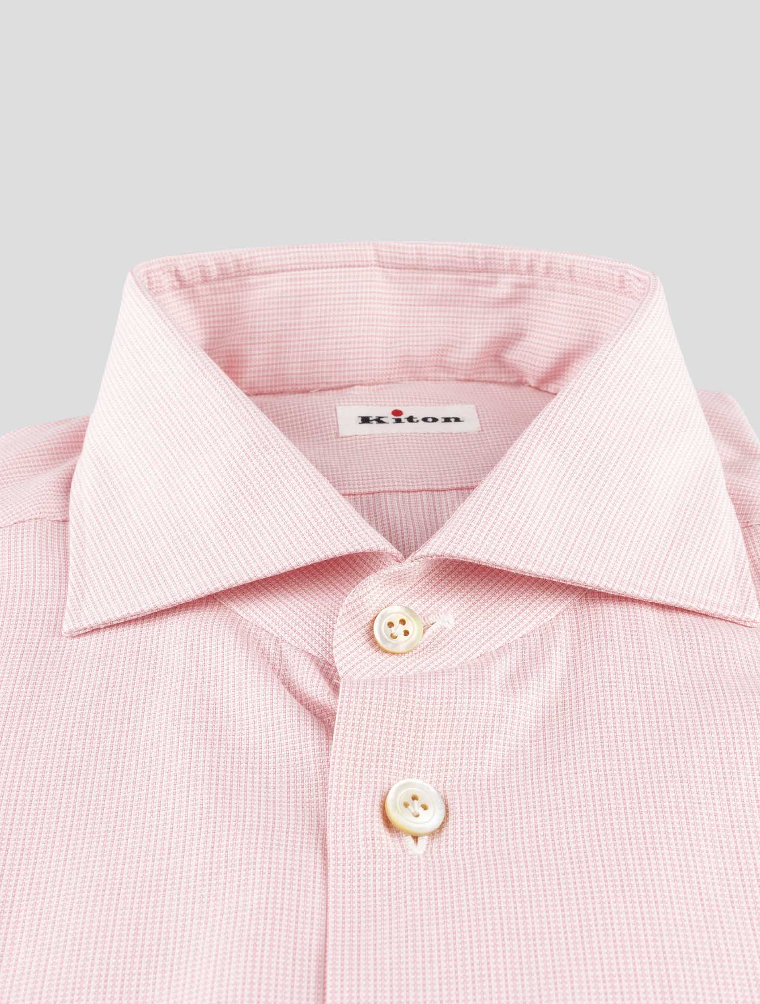 Kiton Pink White Cotton Shirt