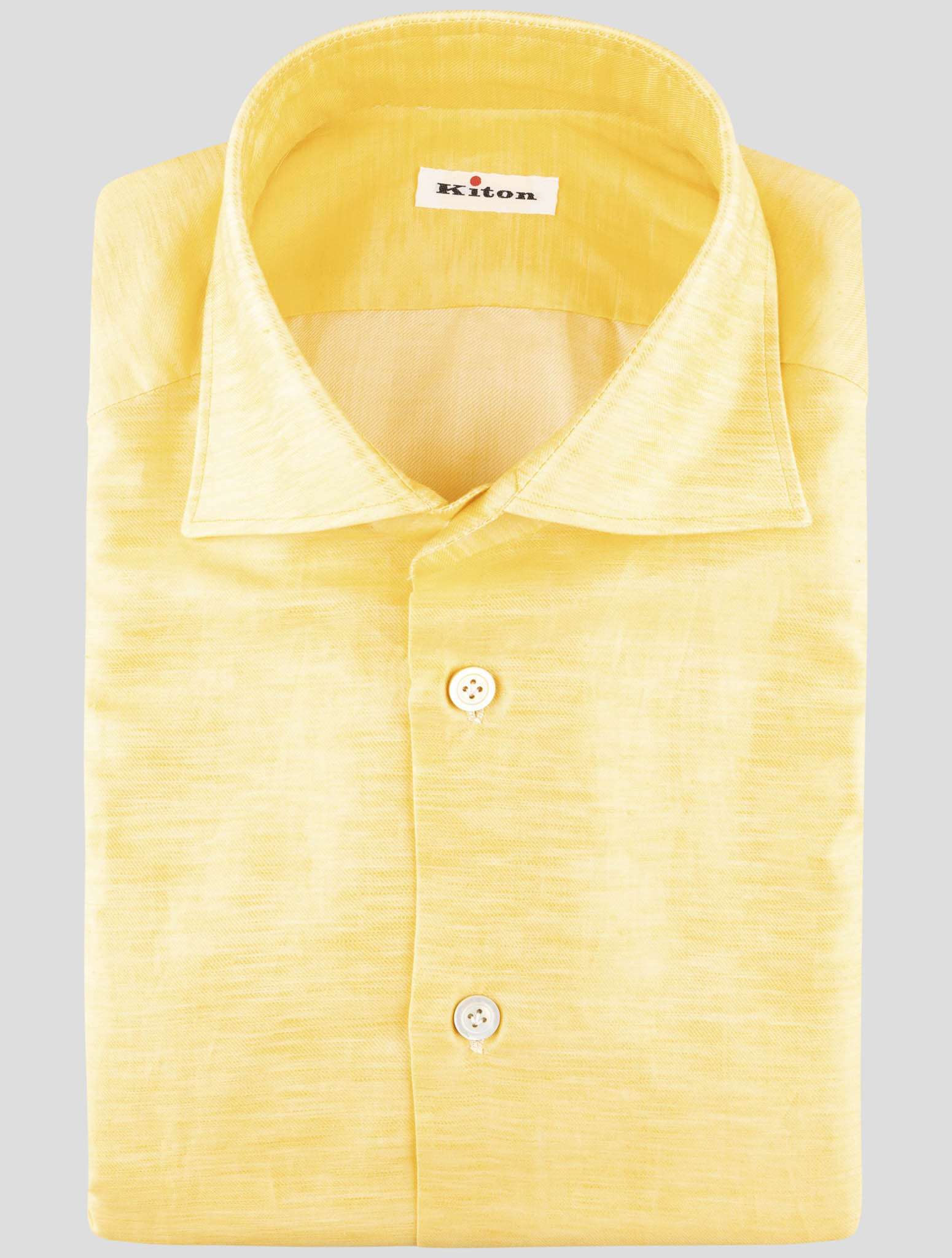 Kiton Yellow Cotton Linen Shirt