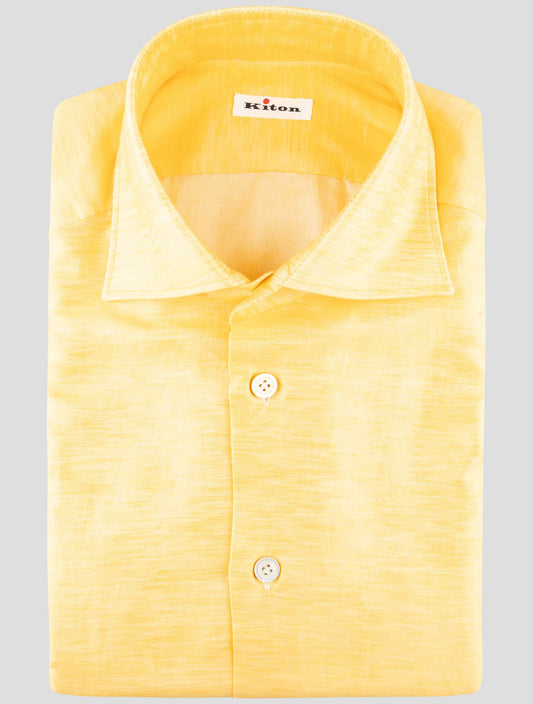 Kiton Yellow Cotton Linen Shirt