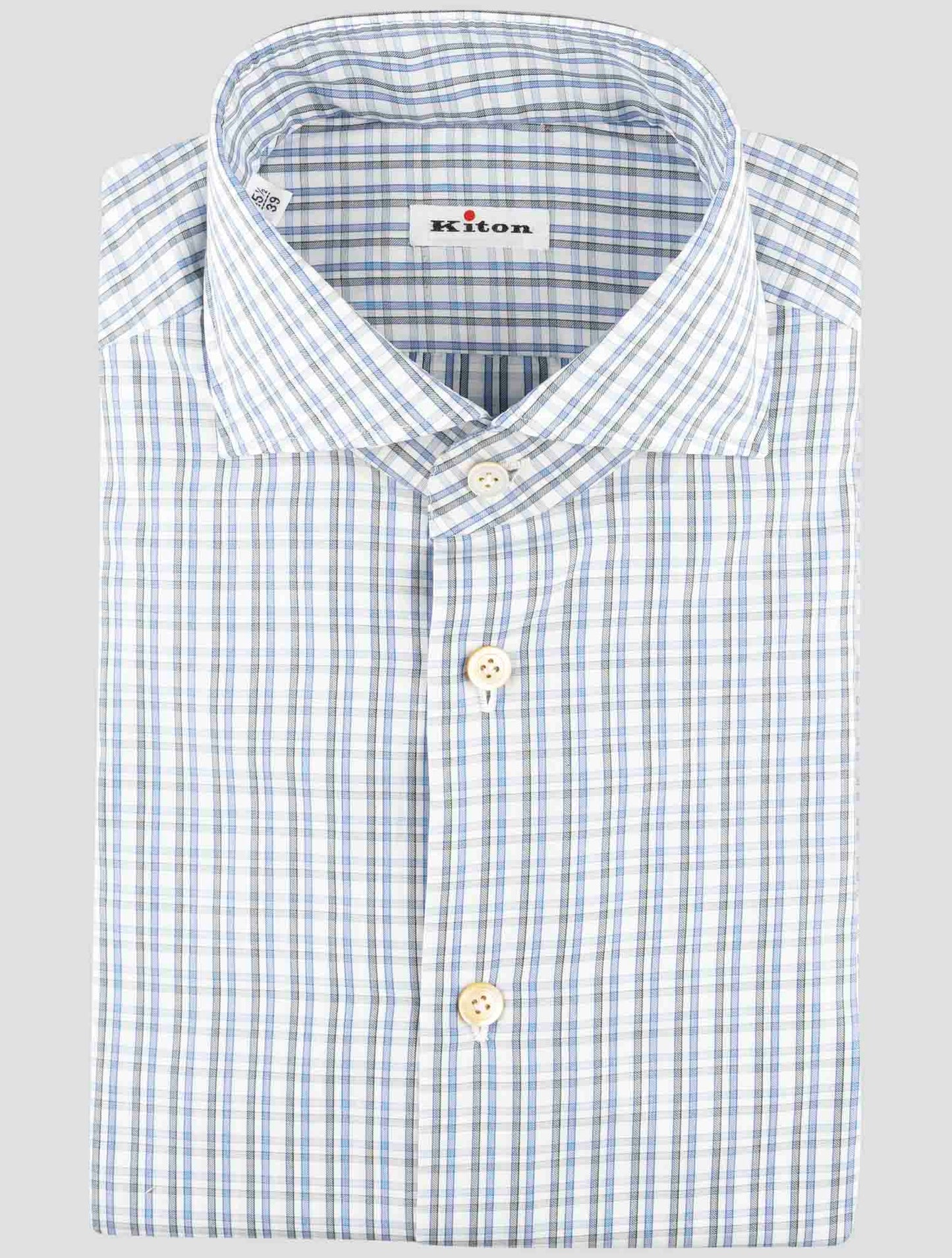 Kiton Blue Cotton Shirt