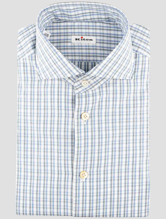 Kiton Blue Cotton Shirt