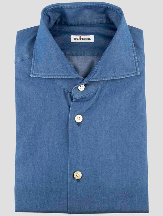 Kiton Blue Cotton Shirt