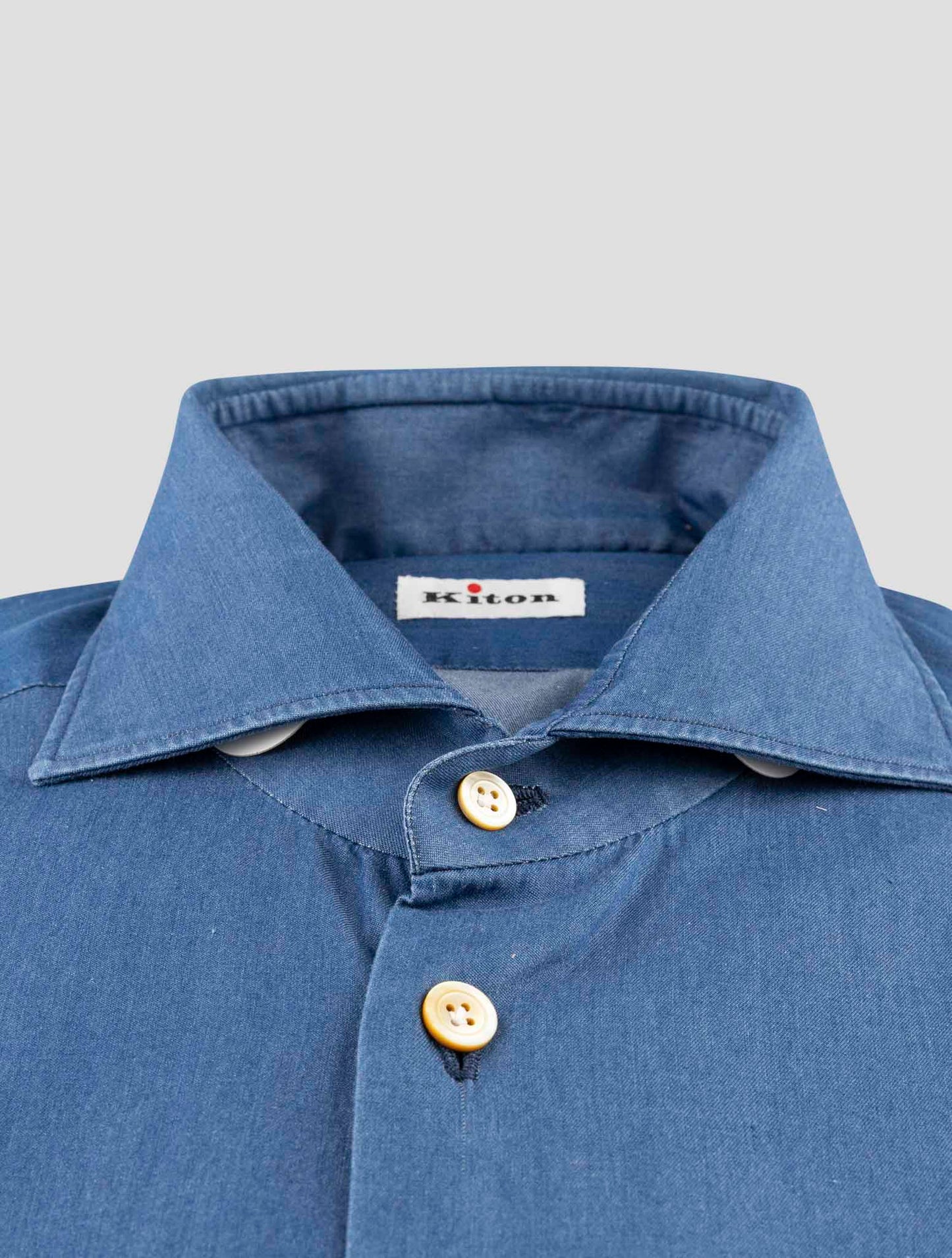 Kiton Blue Cotton Shirt