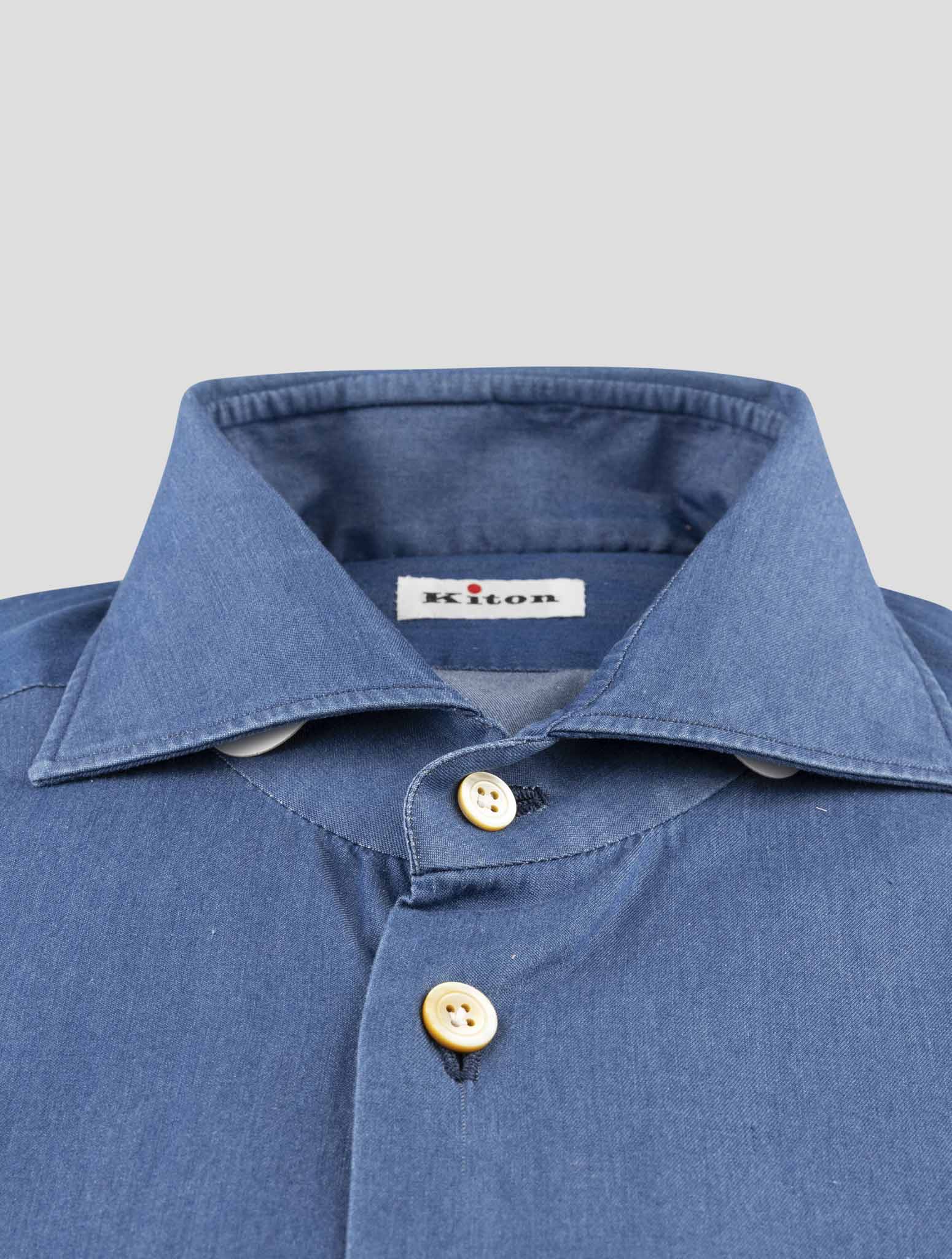 Kiton Blue Cotton Shirt