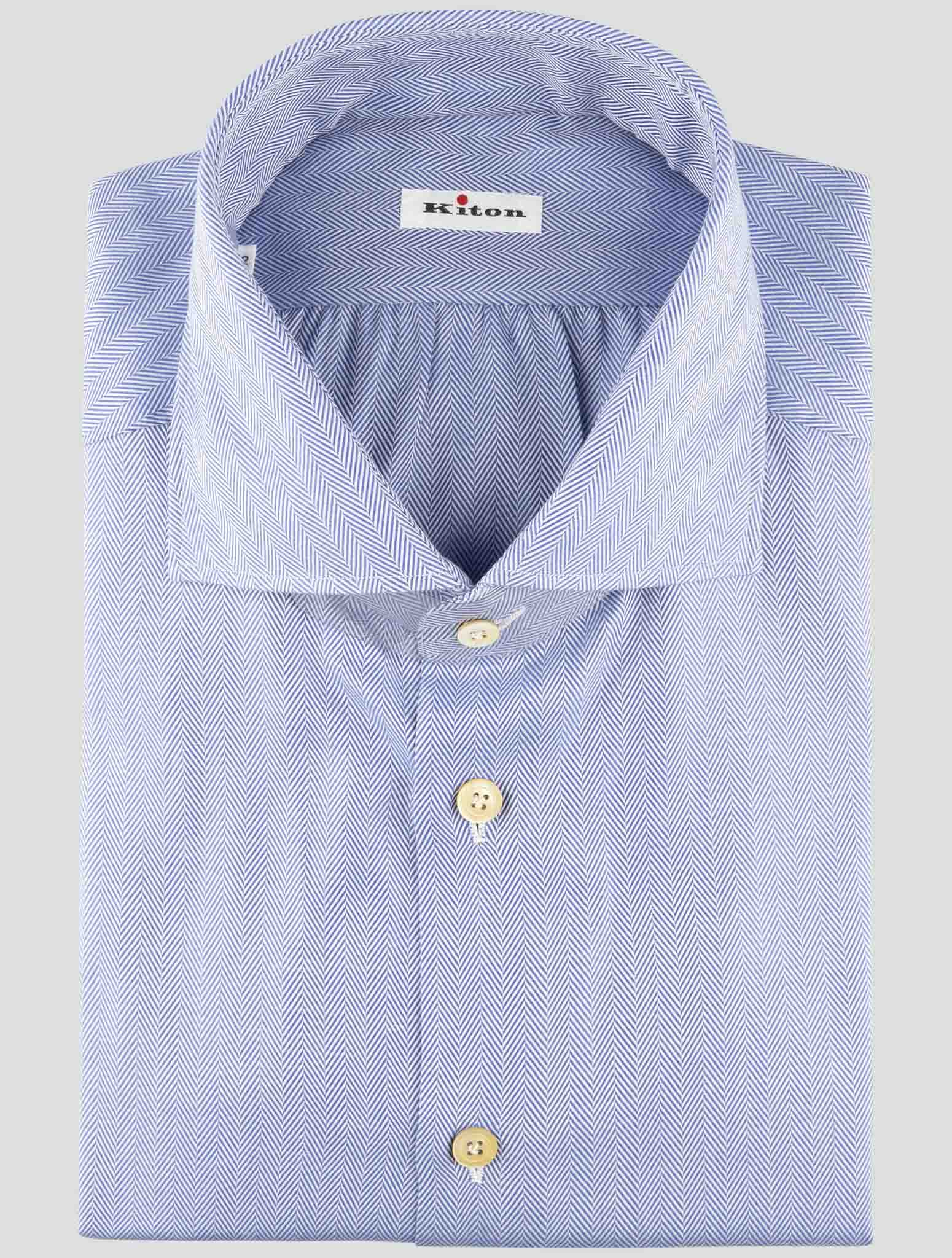 Kiton Blue Cotton Shirt