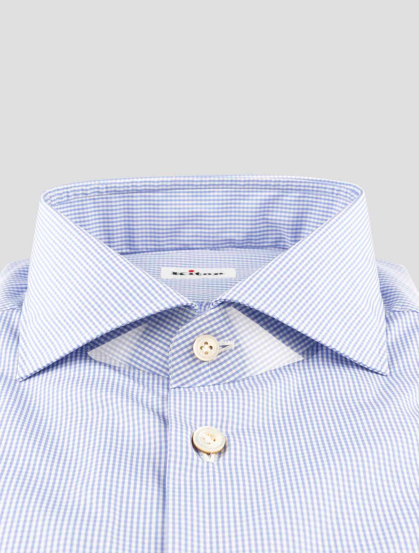Kiton Blue White Cotton Shirt