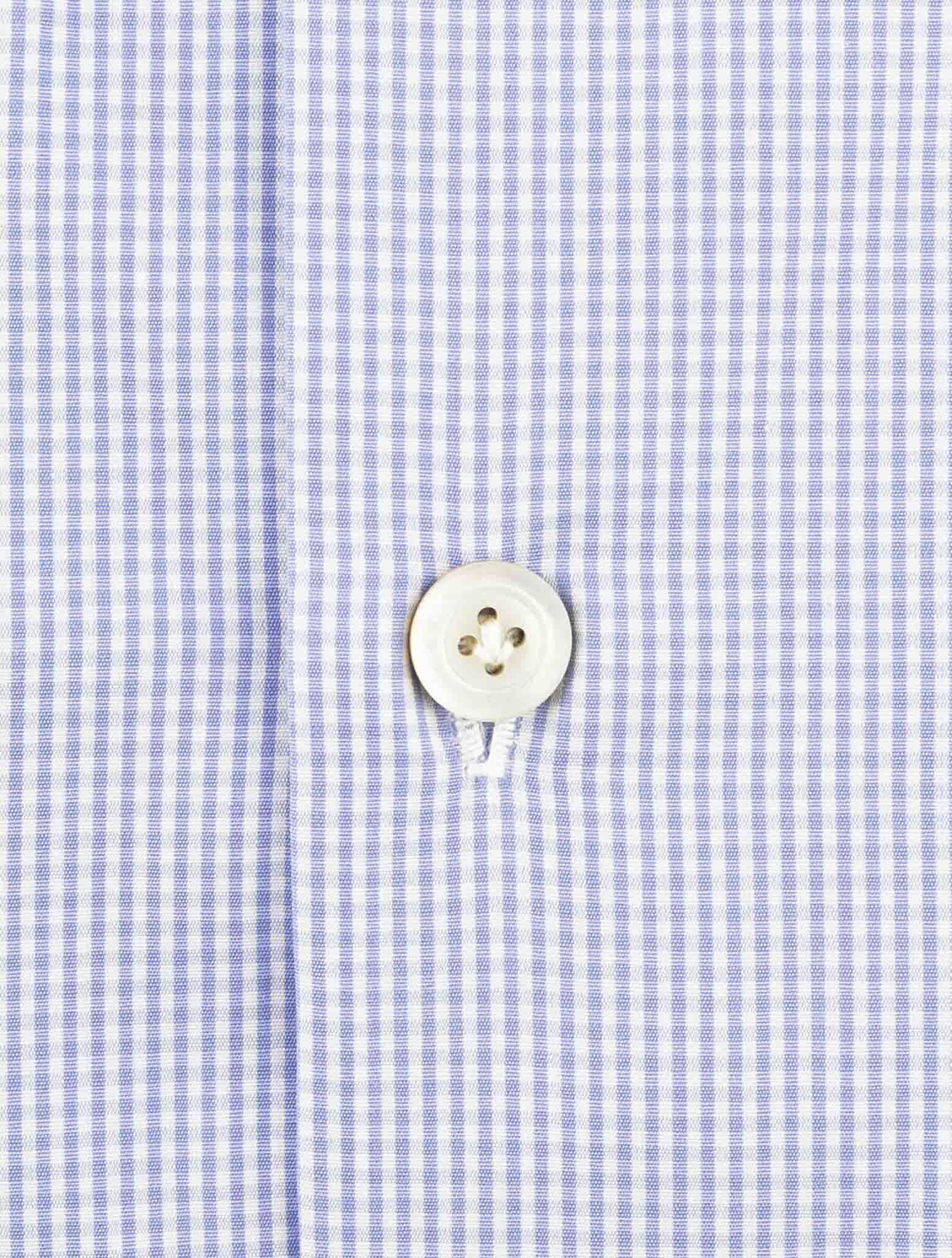 Kiton Blue White Cotton Shirt