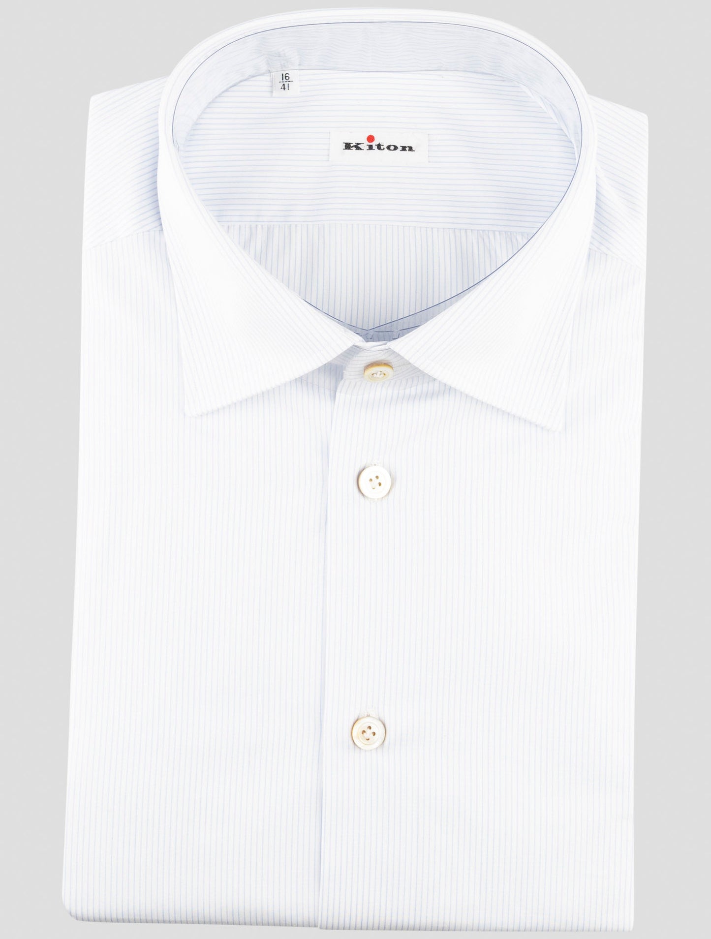 Kiton Blue White Cotton Shirt