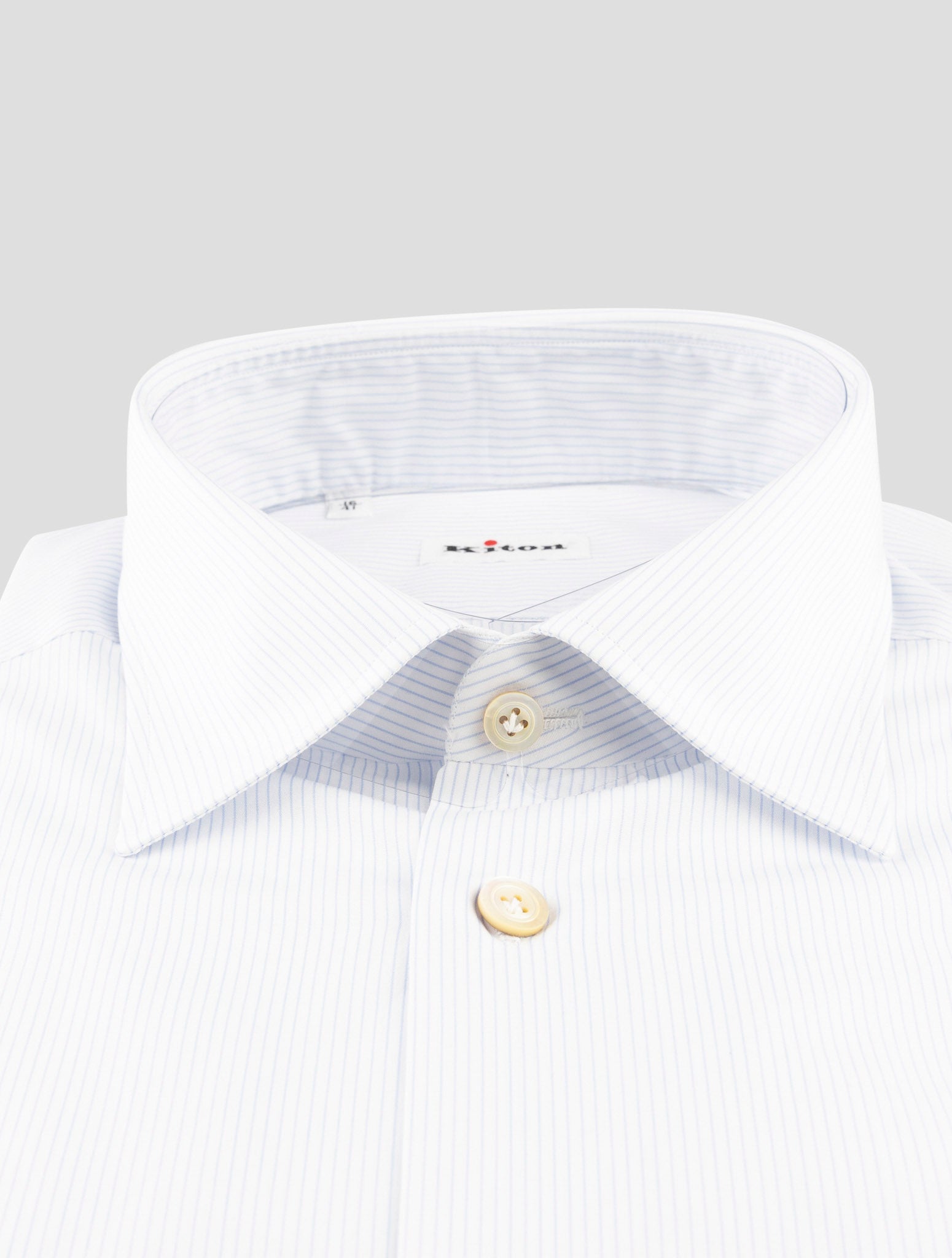 Kiton Blue White Cotton Shirt