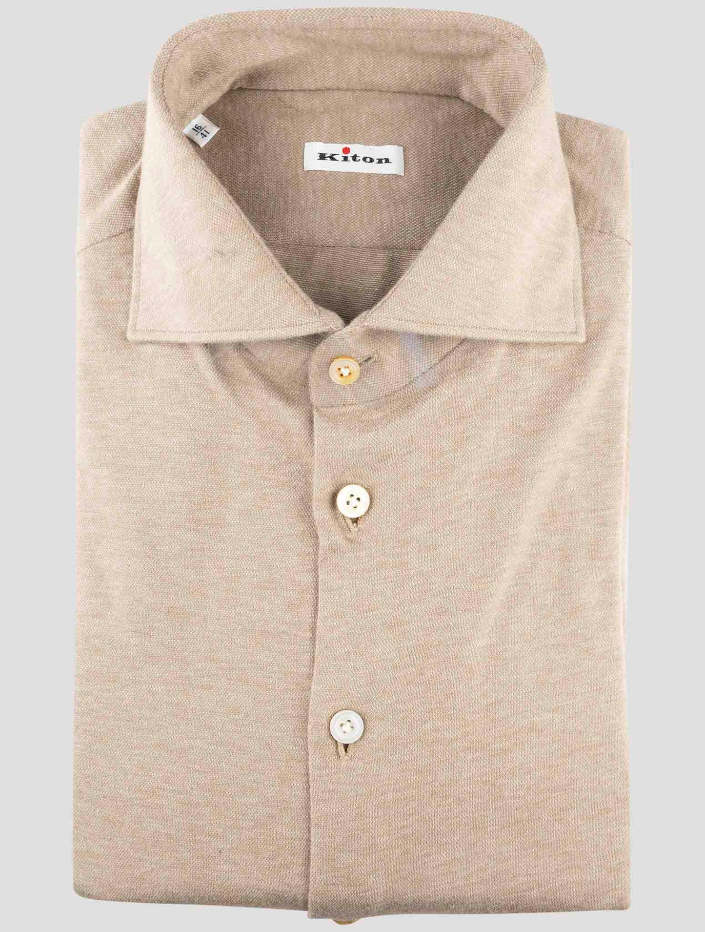 Kiton Brown Cotton Cashmere Shirt