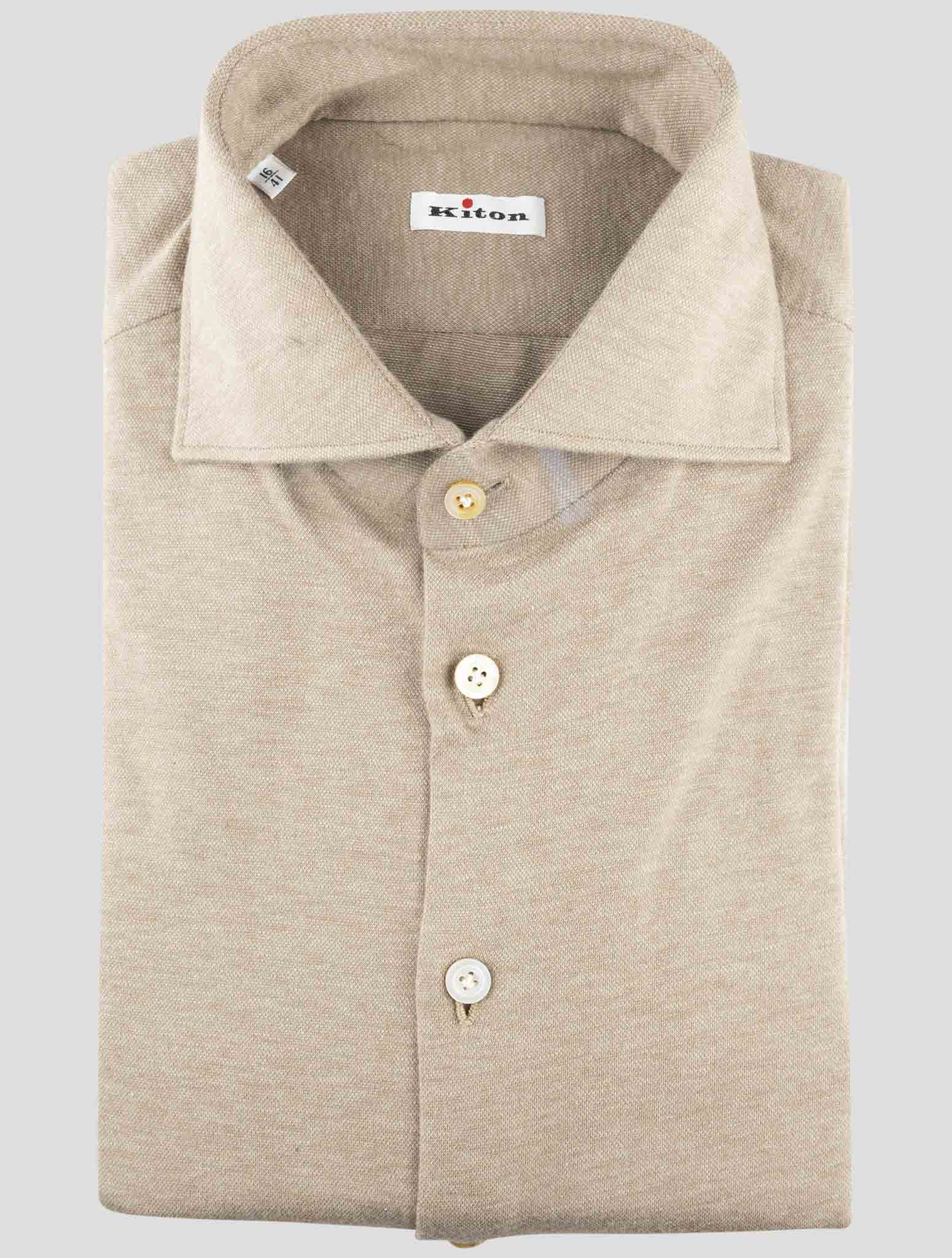 Kiton Brown Cotton Cashmere Shirt