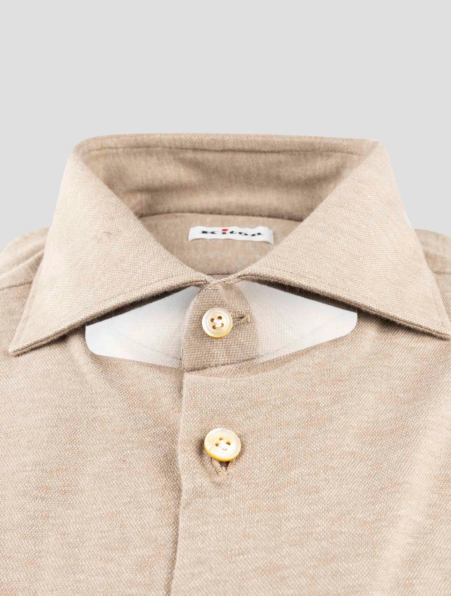 Kiton Brown Cotton Cashmere Shirt