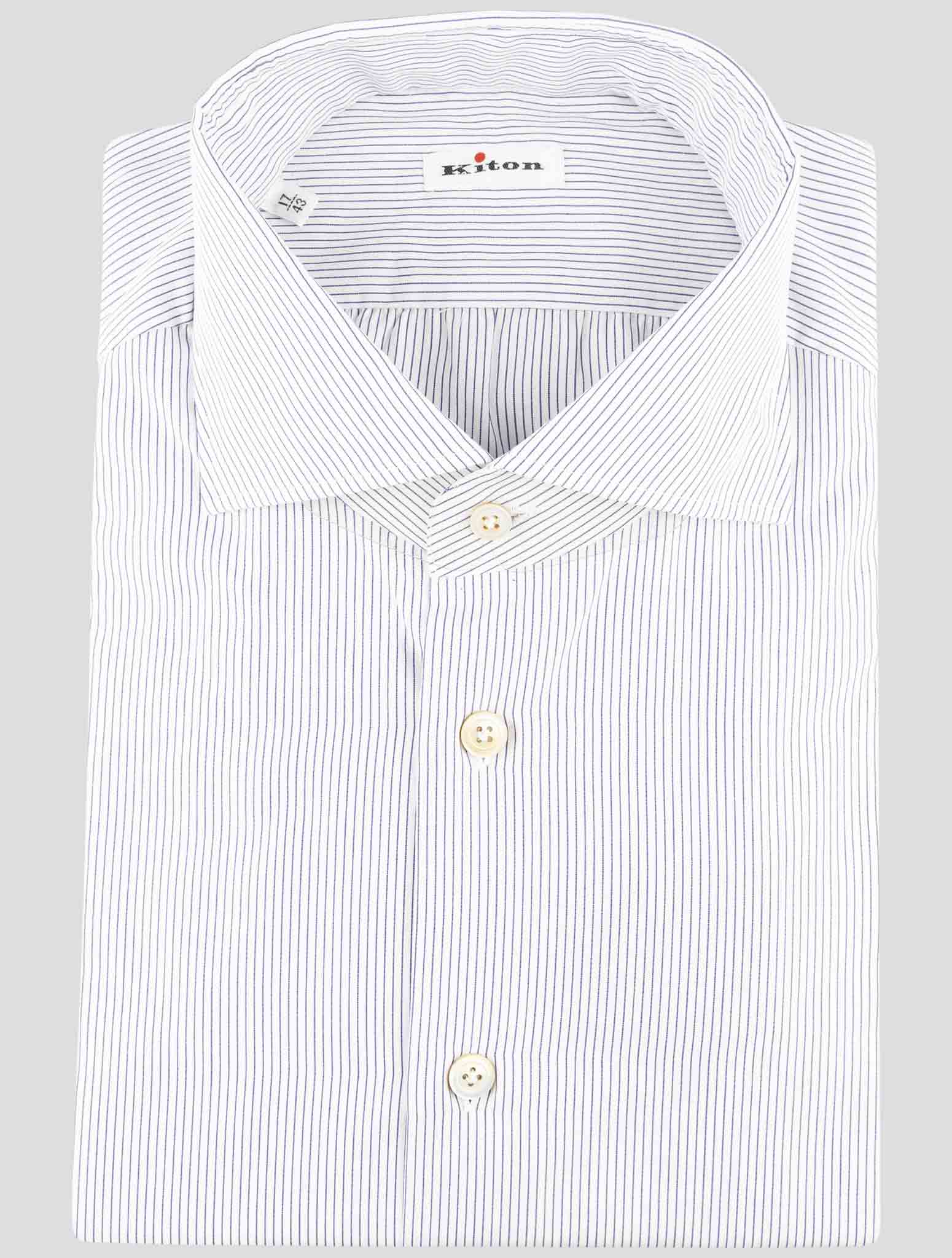Kiton Blue White Cotton Shirt
