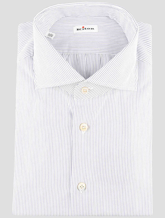 Kiton Blue White Cotton Shirt