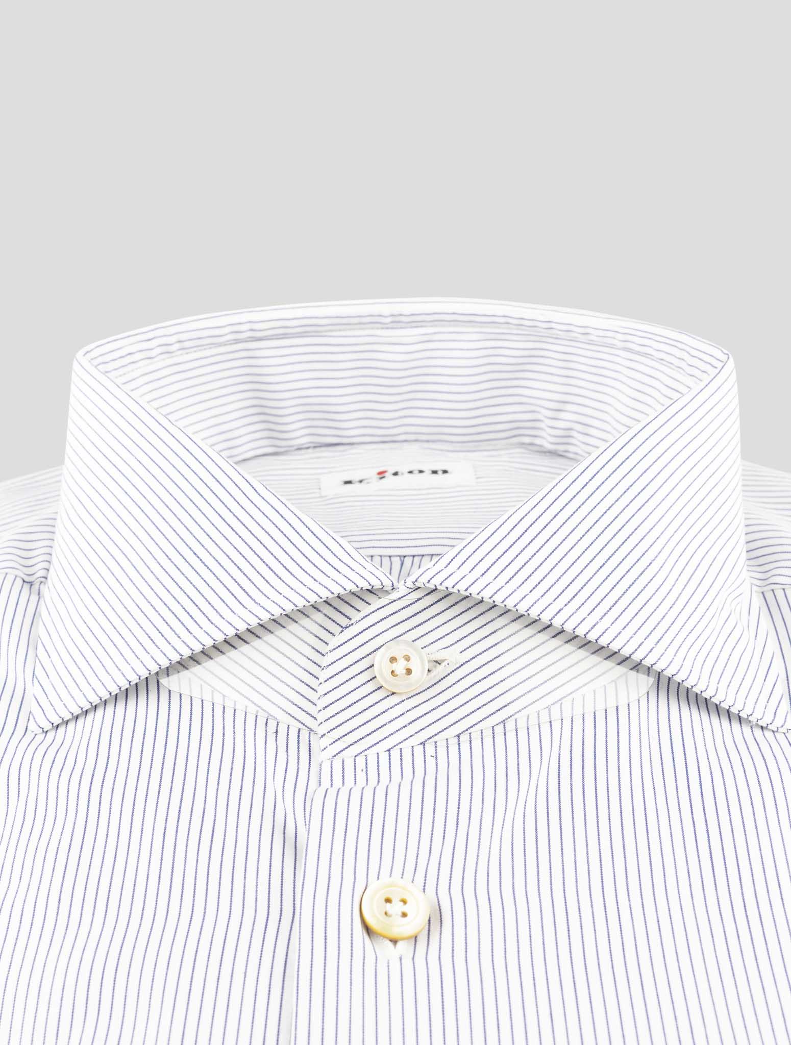 Kiton Blue White Cotton Shirt