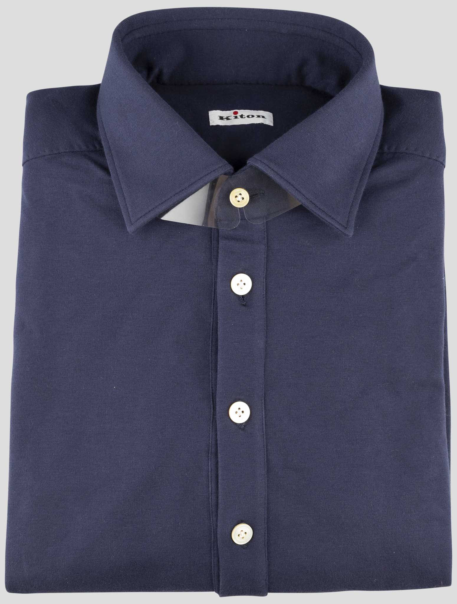Kiton Blue Cotton Ea Shirt
