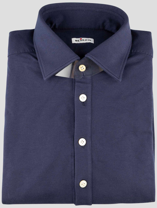 Kiton Blue Cotton Ea Shirt