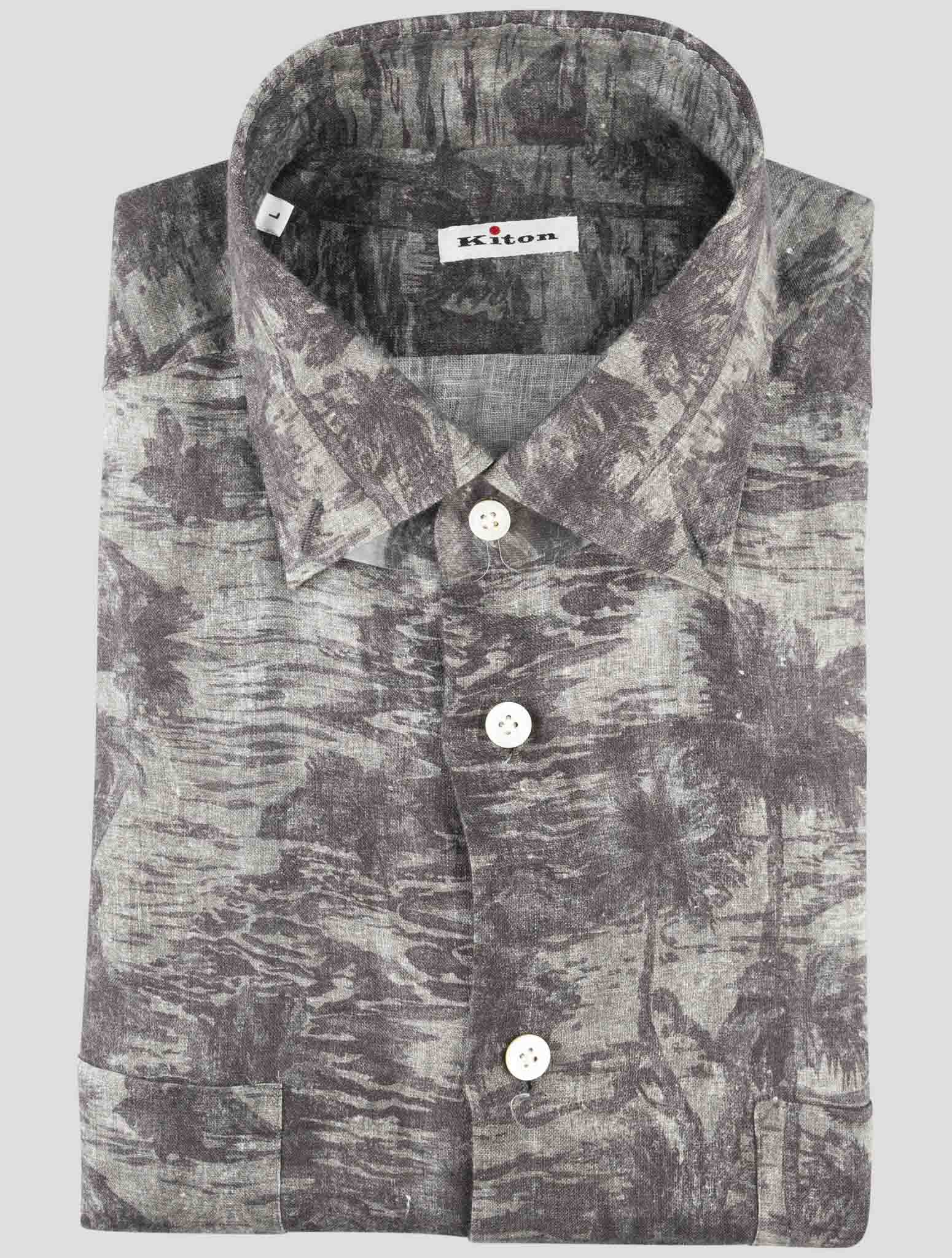 Kiton Gray Linen Shirt